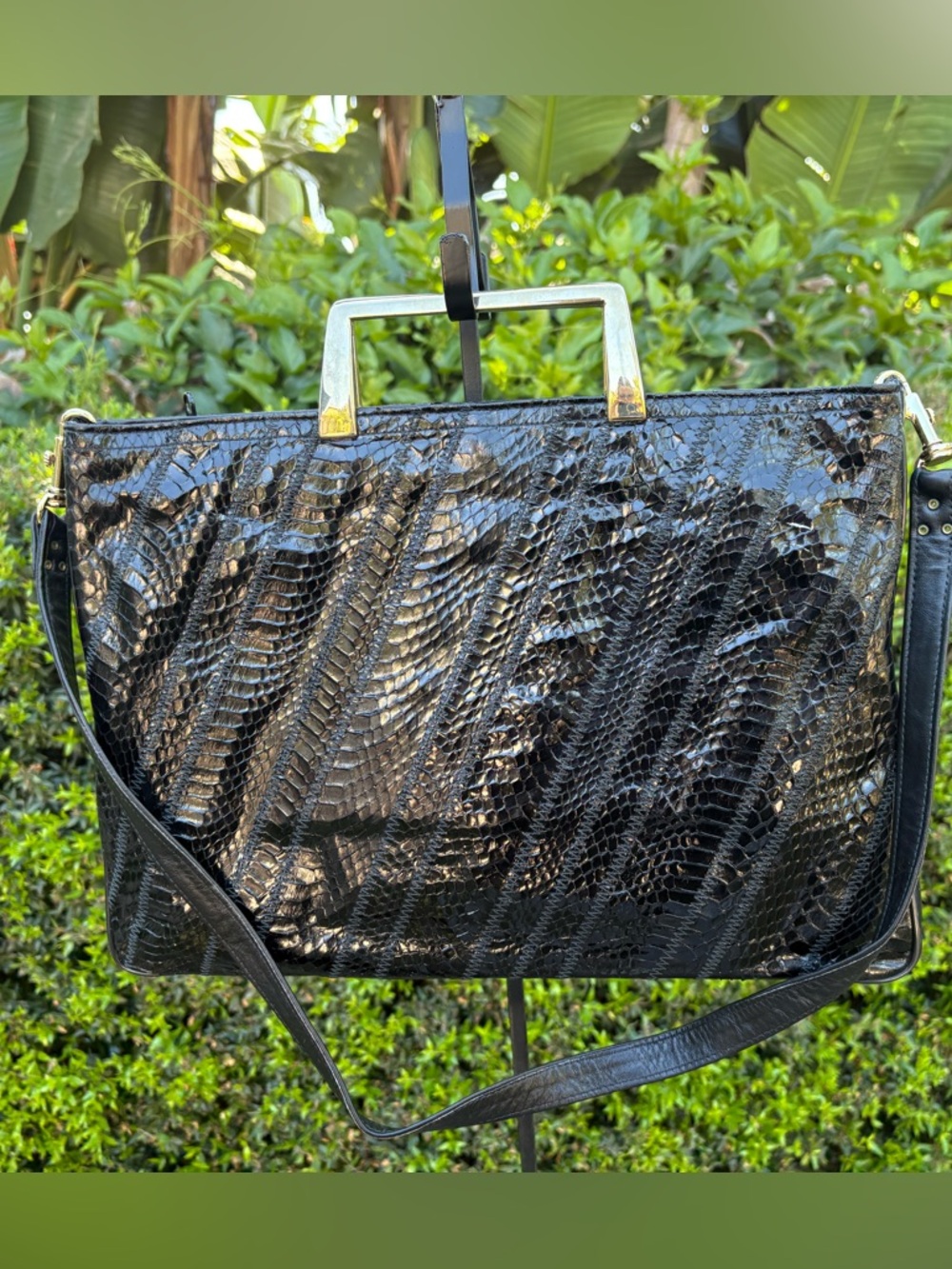 Vintage Varon black snakeskin handbag